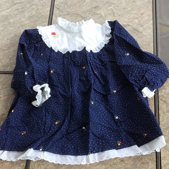 Vintage navy polka dot dress - Picture 1 of 6